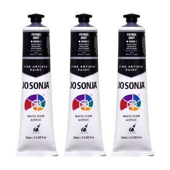 3PK Jo Sonja Acrylic Colour Series Artist Craft Paint 75mL Tube Paynes Grey