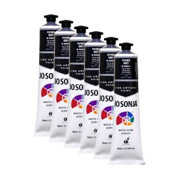 6PK Jo Sonja Acrylic Colour Series Artist Craft Paint 75mL Tube Paynes Grey
