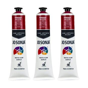 3PK Jo Sonja Acrylic Colour Series Artist Paint 75mL Tube Permanent Alizarine