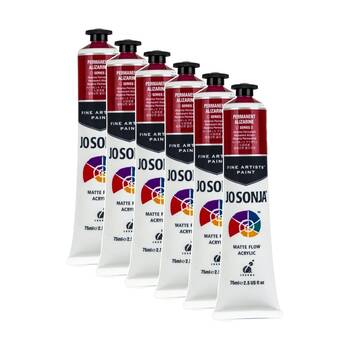 6PK Jo Sonja Acrylic Colour Series Artist Paint 75mL Tube Permanent Alizarine