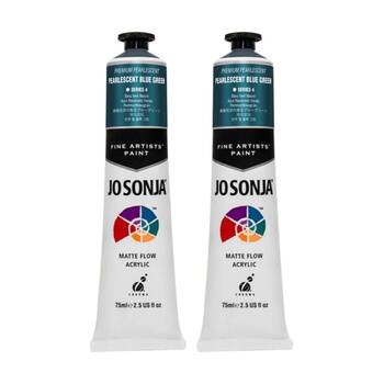 2PK Jo Sonja Pearlescent Colour Series Acrylic Artist Paint 75mL Tube Blue Green