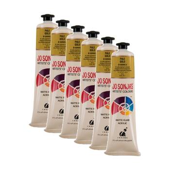 6PK Jo Sonja Acrylic Colour Series Artist Craft Paint 75mL Tube Pale Gold
