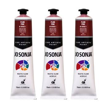 3PK Jo Sonja Acrylic Colour Series Artist Craft Paint 75mL Tube Plum Pink