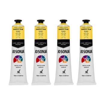 4PK Jo Sonja Pearlescent Colour Series Acrylic Artist Paint 75mL Tube Yellow