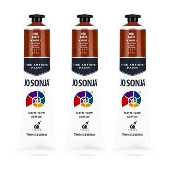 3PK Jo Sonja Acrylic Colour Series Artist Craft Paint 75mL Tube Red Earth