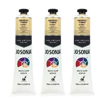 3PK Jo Sonja Acrylic Colour Series Artist Paint 75mL Tube Unbleached Titanium