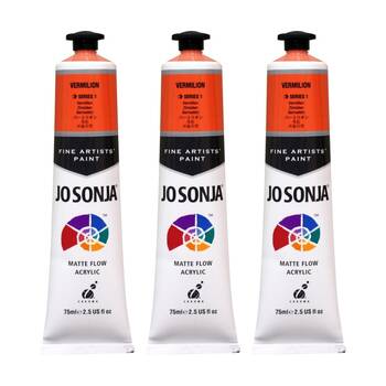 3PK Jo Sonja Acrylic Colour Series Artist Craft Paint 75mL Tube Vermillion