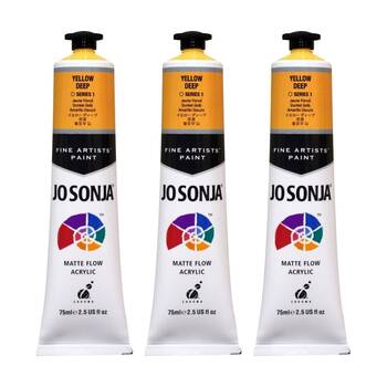 3PK Jo Sonja Acrylic Colour Series Artist Craft Paint 75mL Tube Yellow Deep