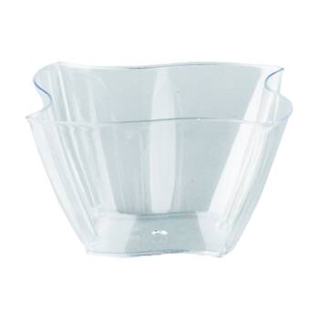24x 10pc Partyware Reusable Mini Dish Wave Bowls Set Tableware 72x72x48mm Clear