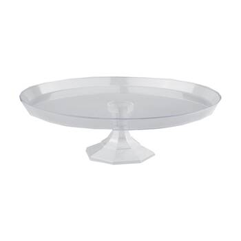 6x Partyware Single Pedestal Cake Stand Party Tableware 295mm Clear