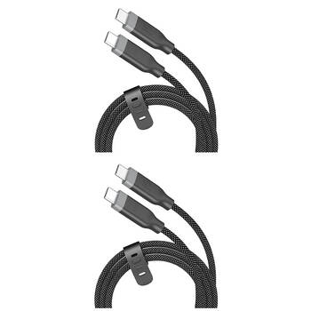 2PK J5Create PD USB-C 3-in-1 Fast Data Transfer & Charging Cable Black 1.2m