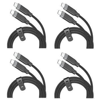 4PK J5Create PD USB-C 3-in-1 Fast Data Transfer & Charging Cable Black 1.2m