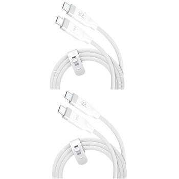 2PK J5Create PD USB-C 3-in-1 Fast Data Transfer & Charging Cable Braided 1.2m