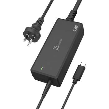 J5Create PD USB-C Laptop/Phone/Tablet Fast Charging Charger Black 65W