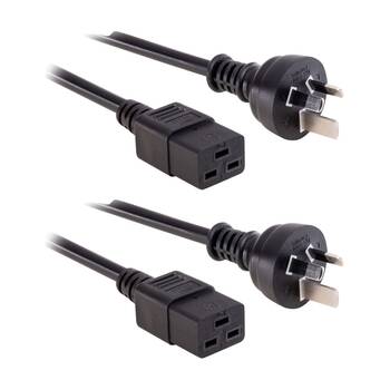 2PK Doss 2M 15Amp Iec-C19 Power Lead Rack Mount Cord 2m Cable Computer