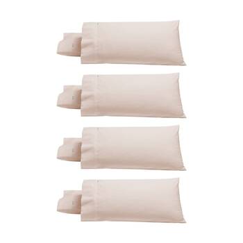 4PK 2pc Bianca Heston 300TC Cotton Percale King Size Pillowcases Pink 48x74cm