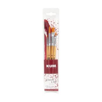 4pc Kum Art & School Artist/Student Painting Brush Set Mixed Shapes