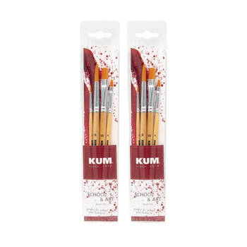 2x 4pc Kum Art/School Artist & Student Painting Brush Set Mixed Shapes