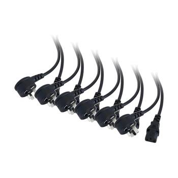 6PK Doss Iec C13 Power Lead 0.5M Right Angle End Black Cable Cord