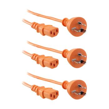 3PK Doss Orange Iec Power Lead 2M Iec-C13 Appliance Cord 2m IEC Australia