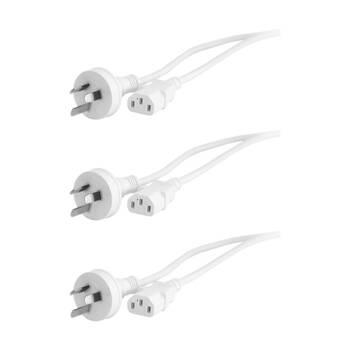 3PK Doss 3M White Iec Power Lead Iec-C13 Appliance Cord 3-Core AU