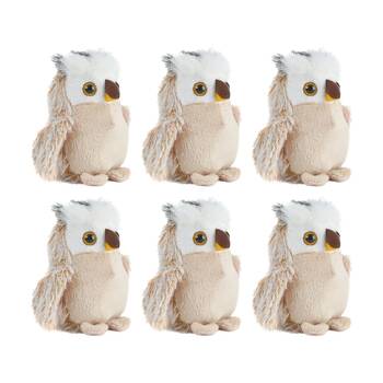 6x Living Nature Little Buddies Owl Soft Animal Kids Plush Toy Brown