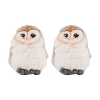 2x Living Nature Little Barn Owl Soft Animal Kids Plush Toy Brown/White