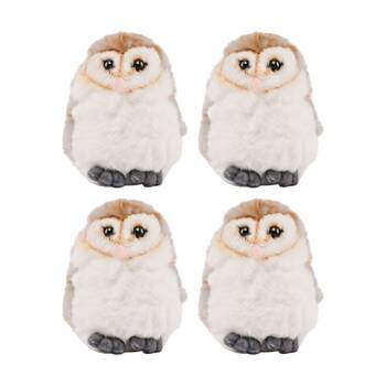 4x Living Nature Little Barn Owl Soft Animal Kids Plush Toy Brown/White