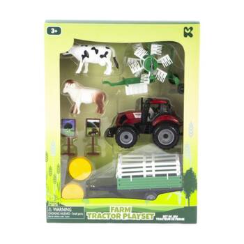Keycraft Large Farm Tractor Playset Toy With Animals And Accessories Multicolour