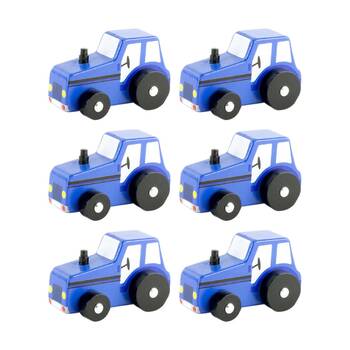 6x Keycraft Wooden Tractor Colourful Painted Finish Toy Assorted