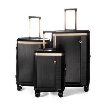 3pc Kate Hill Phoenix Luggage Set Hard Case TSA Lock Travel Black