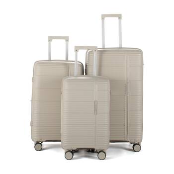 3pc Kate Hill Berkeley Luggage Set Hard Case TSA Lock Travel Beige