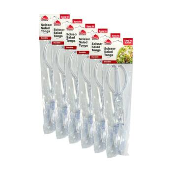 6PK Culinary Kitchen Plastic Salad Tongs Cooking Utensil 29cm Clear