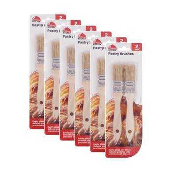 6x 2pc Culinary Kitchen Wooden Pastry Brushes Cooking Utensil 26.5cm