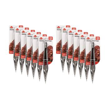 12PK Culinary Kitchen Stainless Steel Tongs Cooking Utensil 23cm Silver