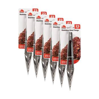 6PK Culinary Kitchen Stainless Steel Tongs Cooking Utensil 23cm Silver