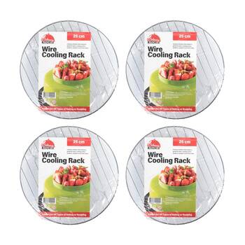 4PK Culinary Kitchen Round Chrome Wire Cake Or Pot Cooling Rack 25cm