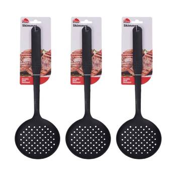 3PK Culinary Kitchen Nylon Skimmer W/ Hanging Hole Cooking Utensil Black