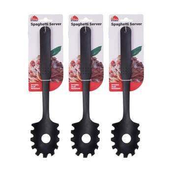 3PK Culinary Kitchen Nylon Spaghetti Server W/ Hanging Hole Cooking Utensil BLK