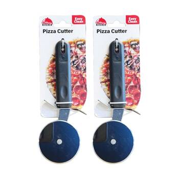 2PK Culinary Kitchen Stainless Steel Pizza Cutter Cooking Utensil Black