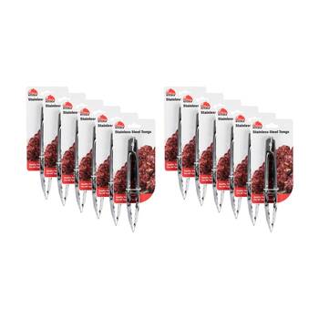 12PK Culinary Kitchen Stainless Steel Tongs Cooking Utensil 17cm Silver