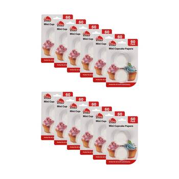 12x 60pc Culinary Kitchen Mini Paper Muffin Cupcake Cups Set 5cm White