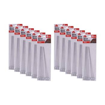 12x 6pc Culinary Kitchen Barbecue Grill Metal Skewers W/ Loop Handle 20cm