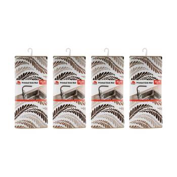 4PK Culinary Kitchen Printed Drying Sink Mat 38x51cm Assorted