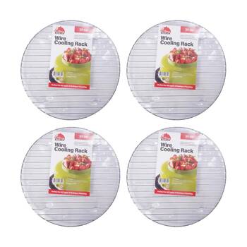 4PK Culinary Kitchen Round Chrome Wire Cake Or Pot Cooling Rack 32cm