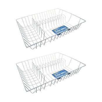 2PK Braz Wire Dish Drainer Drying Rack Kitchen Sink Holder 43x32x9 White
