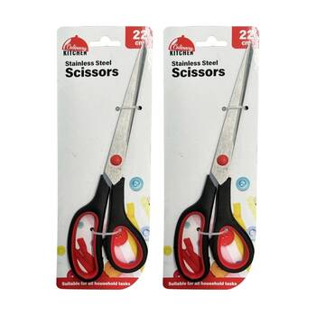 2PK Culinary Kitchen Stainless Steel Scissors W/ Ergonomic Handle 24cm Red/Black