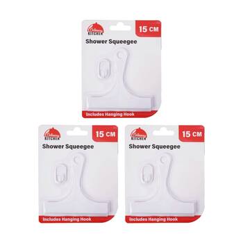 3PK Braz Squeegee Glass Shower Cleaner W/ Hanging Hook Handle 8.2x4x3.2cm White