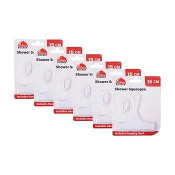 6PK Braz Squeegee Glass Shower Cleaner W/ Hanging Hook Handle 8.2x4x3.2cm White