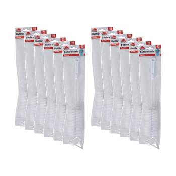 12PK Braz Flexible Stem Plastic Bristles Bottle Cleaning Brush W/ Hanger 35cm